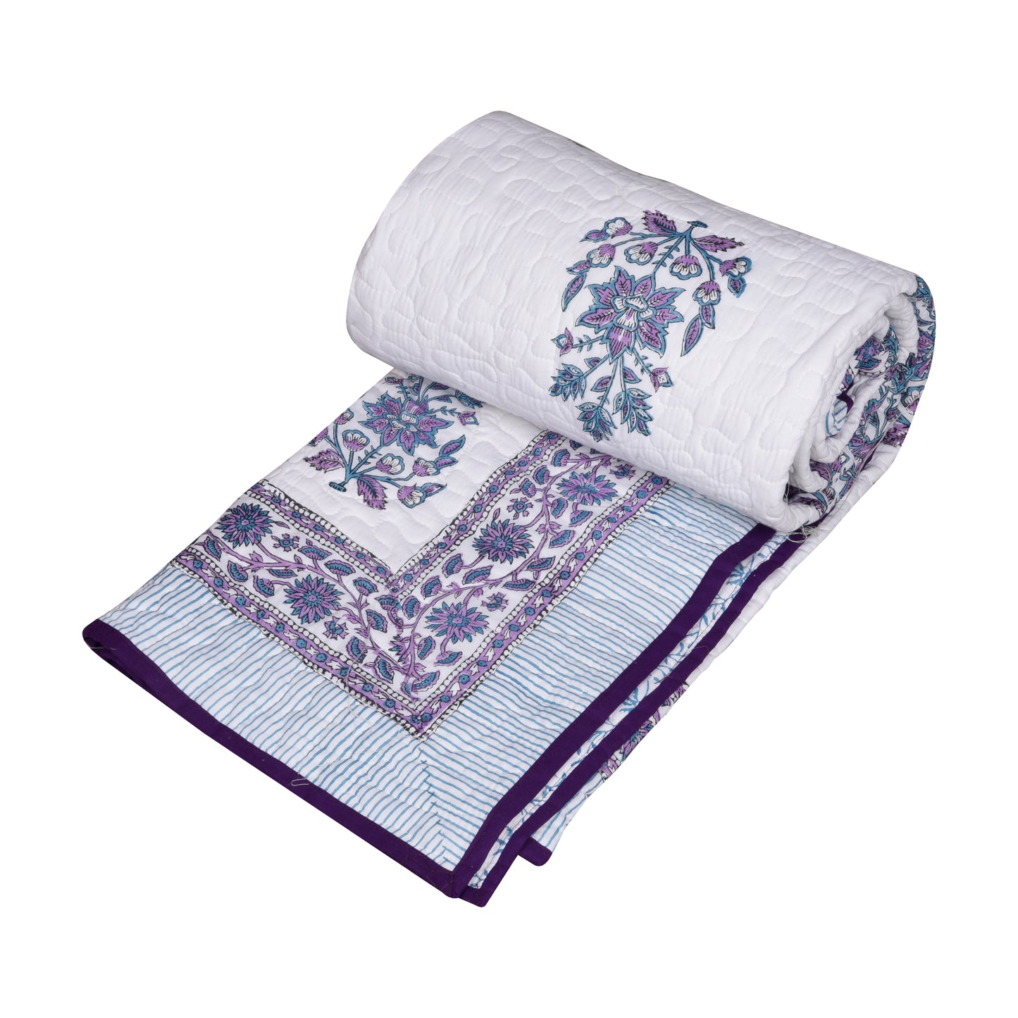 Single bed pure cotton quilted lightweight hand printed blanket (Duvet / comforter 60 x 90 Inches)