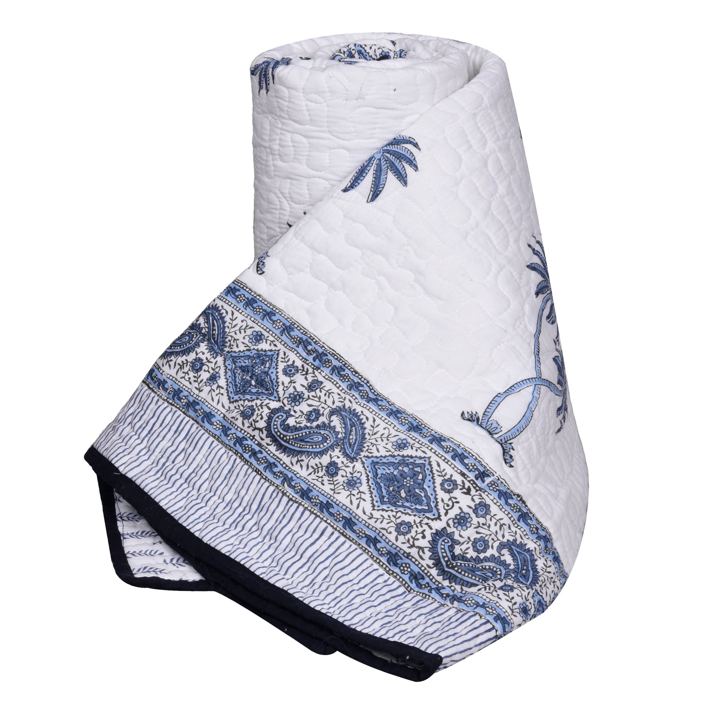 Single bed pure cotton quilted lightweight hand printed blanket (Duvet / comforter 60 x 90 Inches)